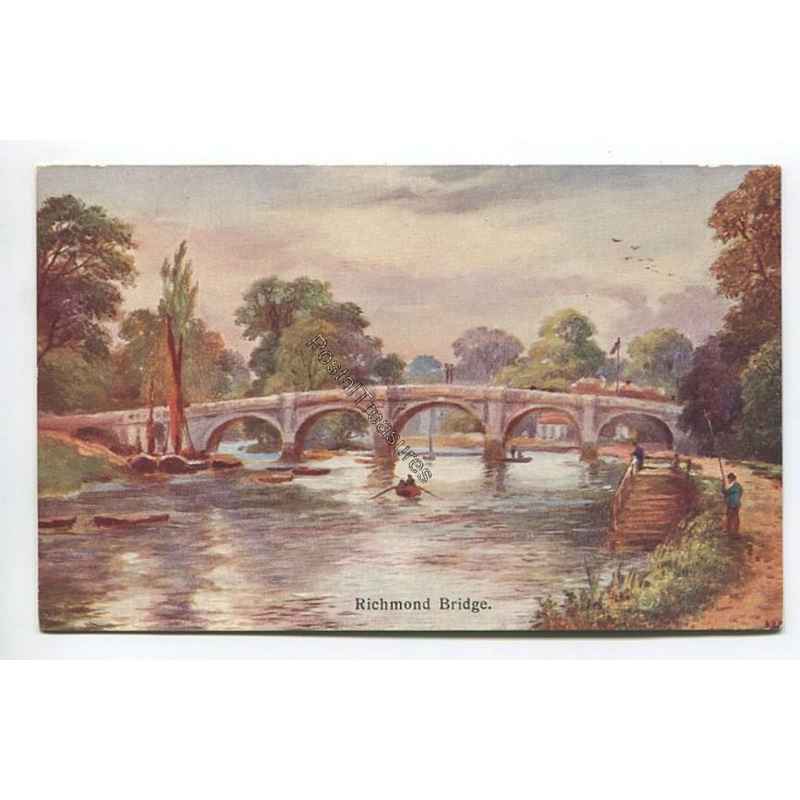 Richmond Bridge England Vintage Postcard