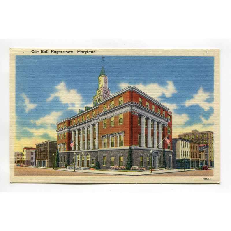 City Hall Hagerstown Maryland Vintage Postcard