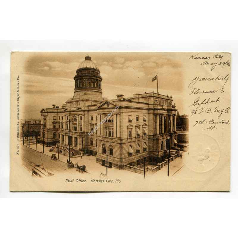 Post Office Kansas City Missouri vintage postcard