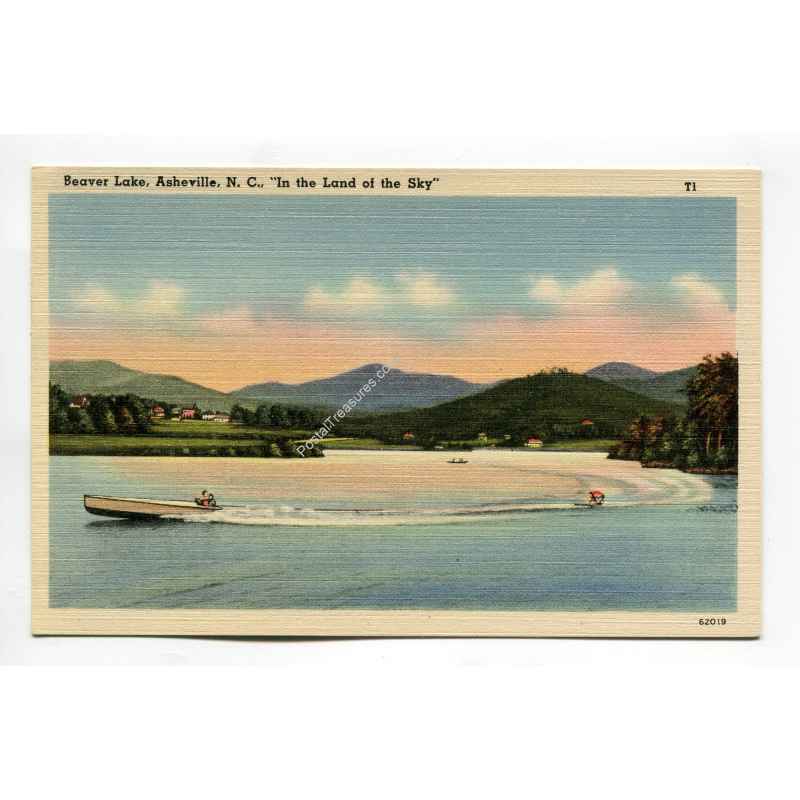 Beaver Lake Asheville North Carolina vintage postcard