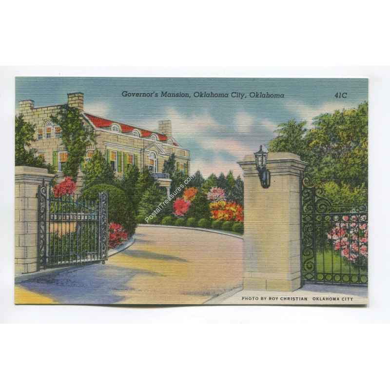 Governors Mansion Oklahoma City Oklahoma vintage postcard