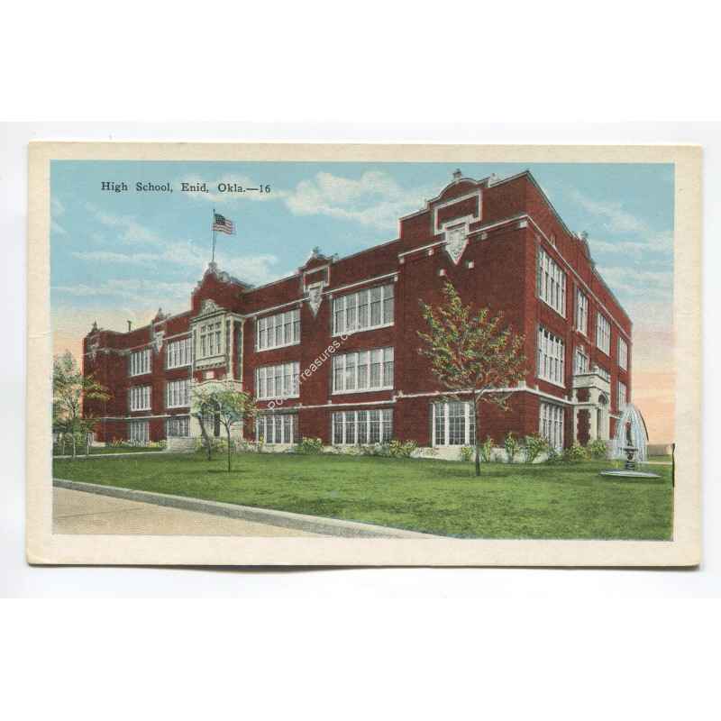 High School Enid Oklahoma vintage postcard