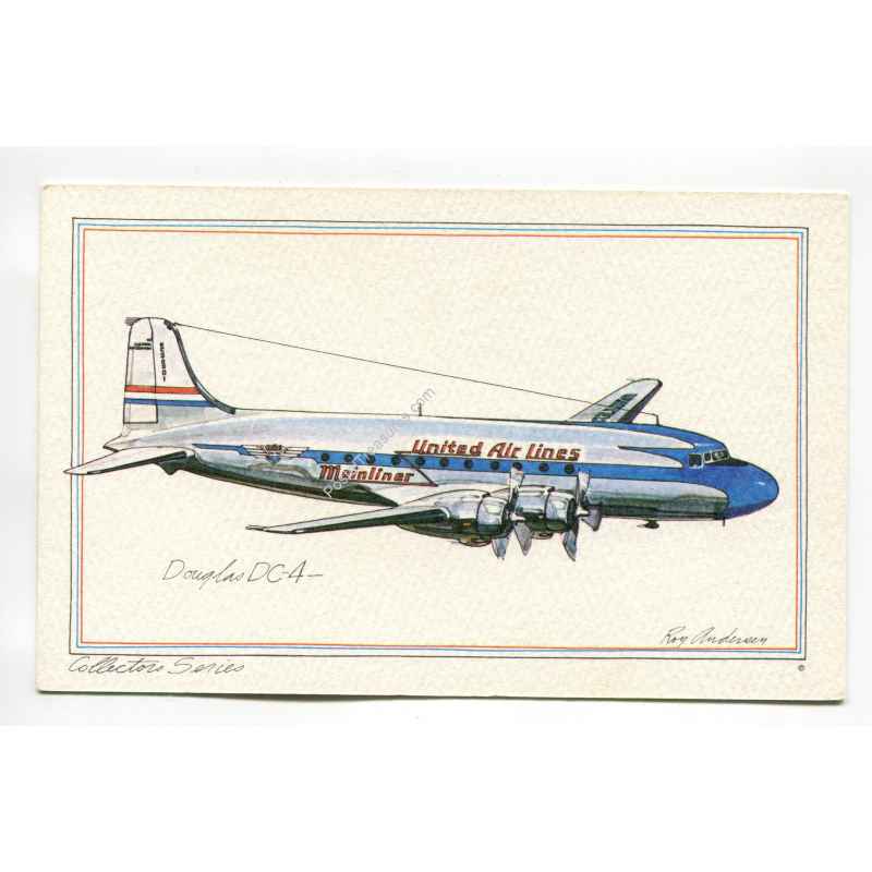 Douglas DC4 vintage postcard