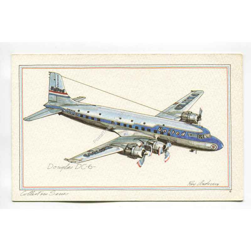 Douglas DC6 vintage postcard